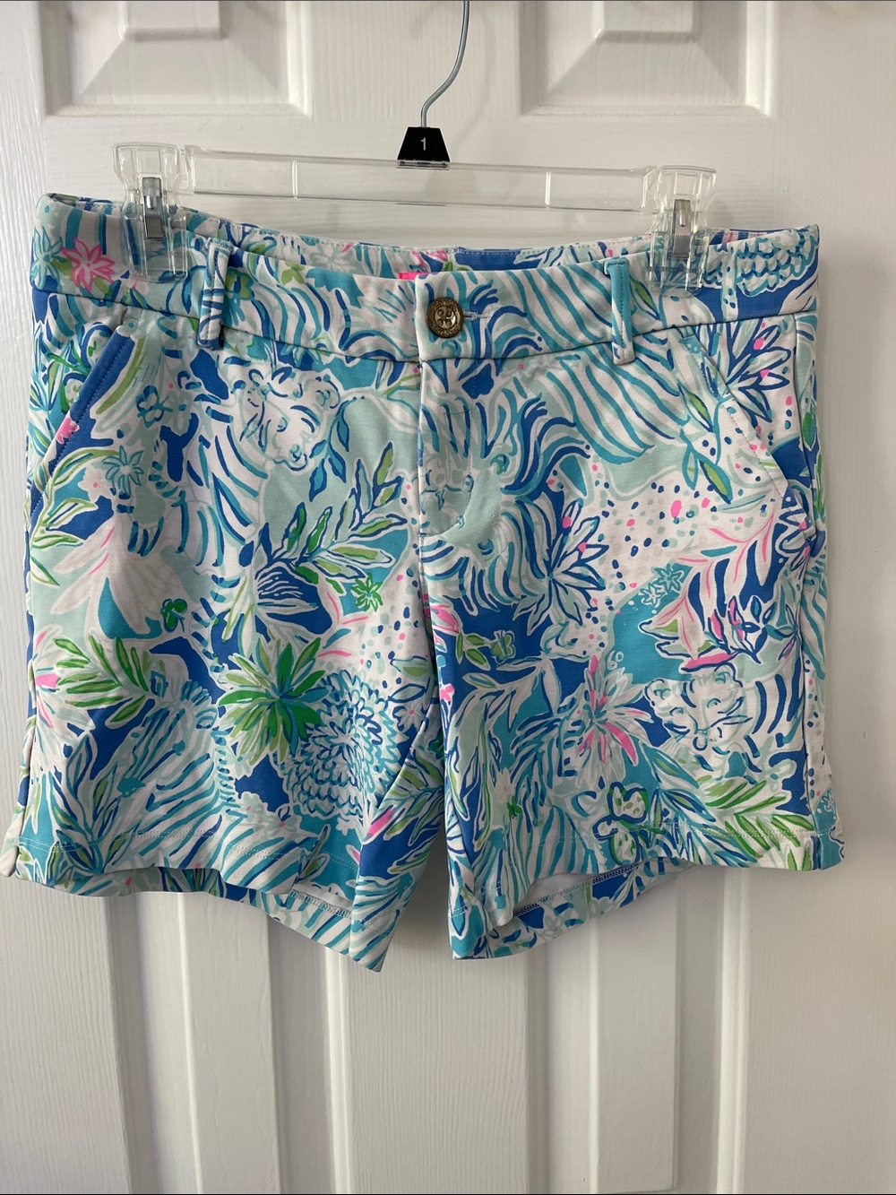 Lilly Pulitzer Blue White Green Floral Print Shorts
